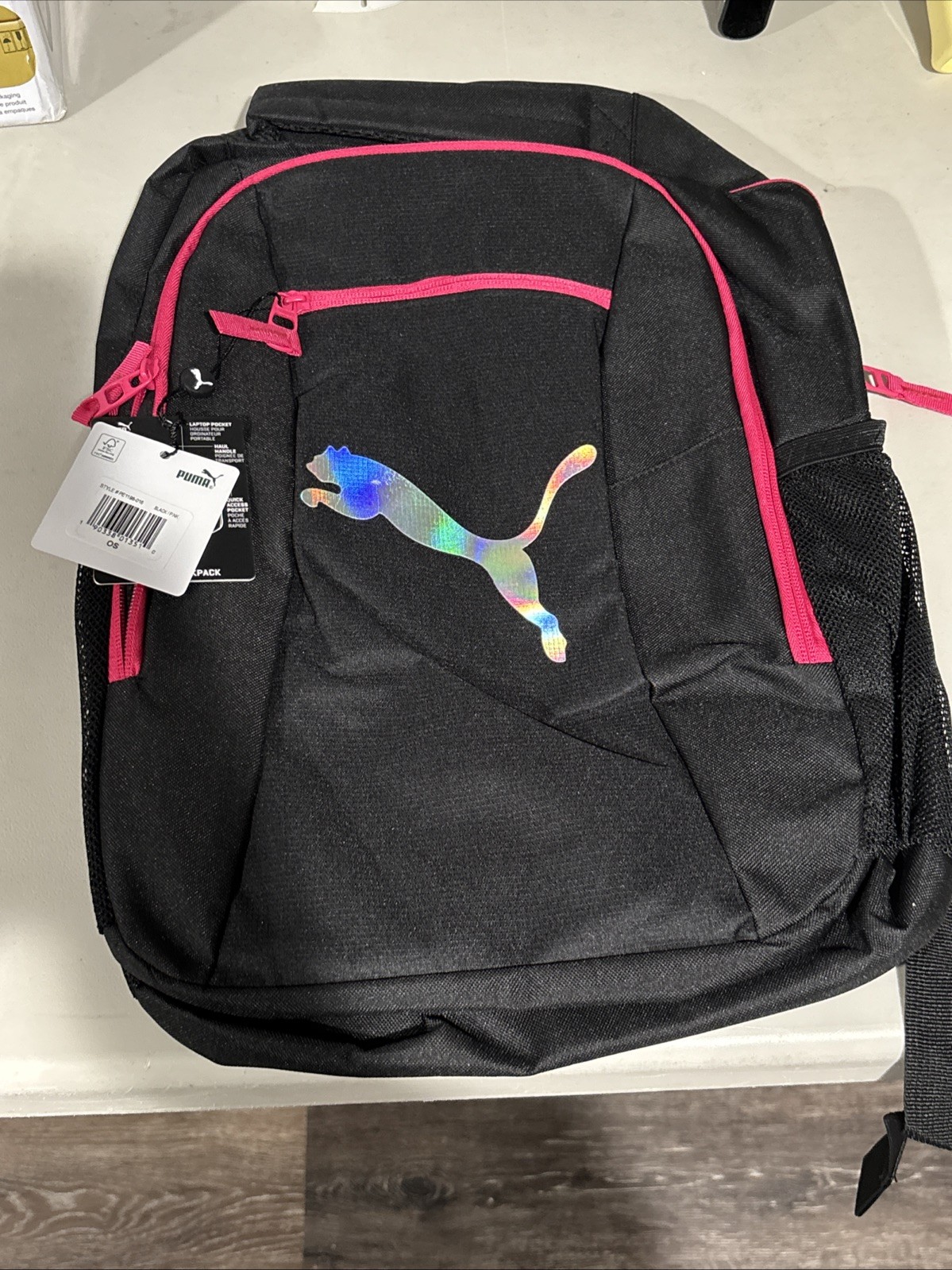 PUMA Backpack Black Pink Laptop School Travel Bookbag New With Tags PE1198-016