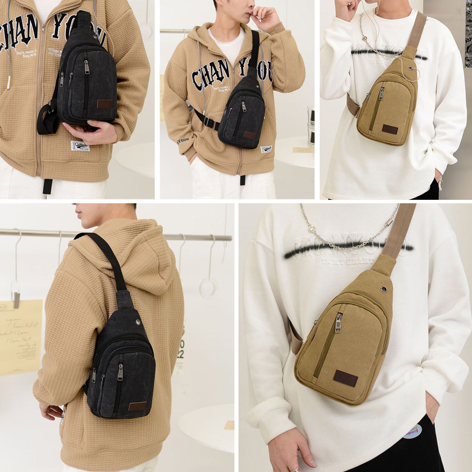 Men’s Anti-Theft Sling Backpack – Crossbody Chest Bag with USB Charging Port