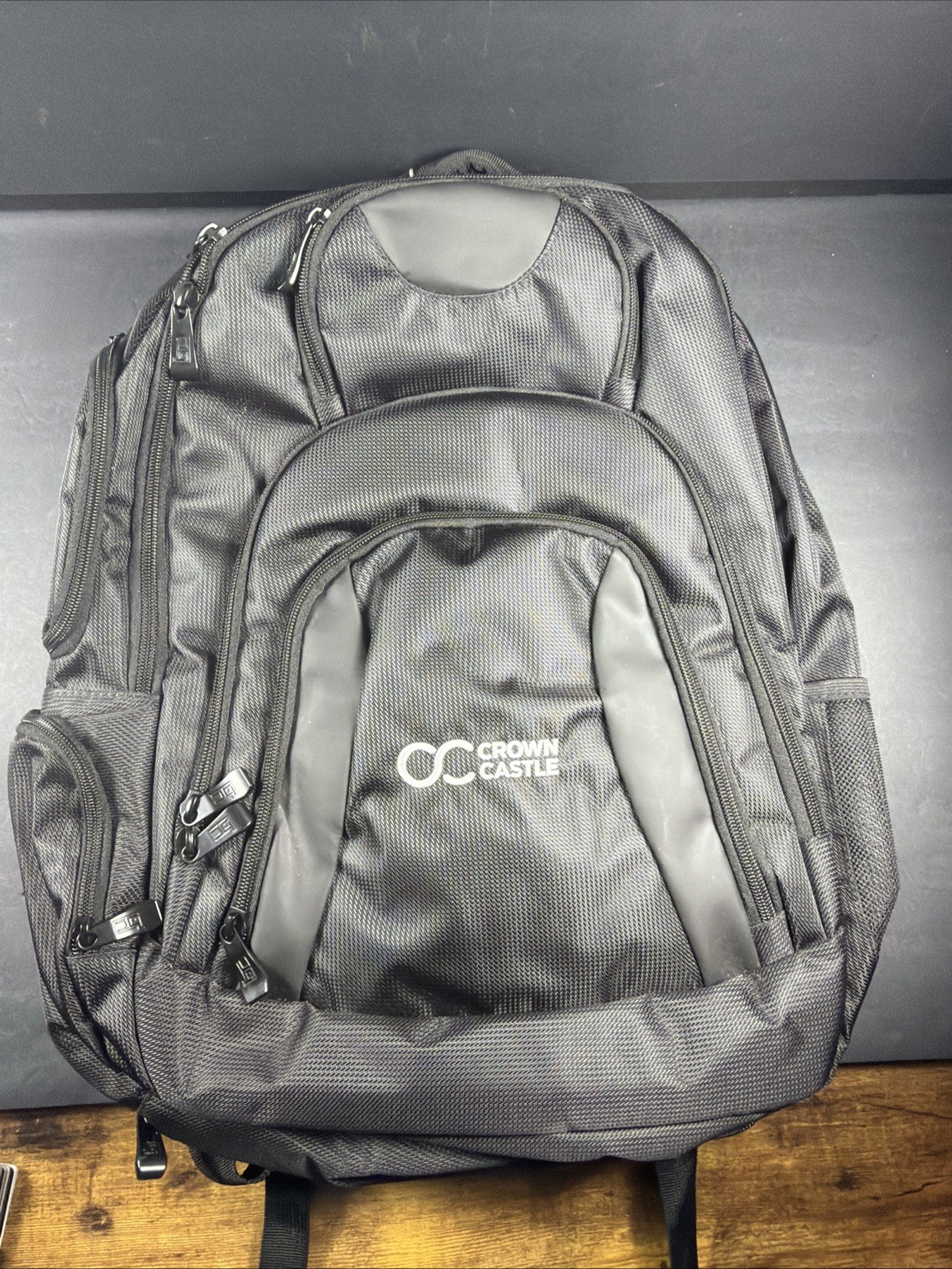 Backpack Black Bag Crown Castle Logo Wounded Project Excellent Condition