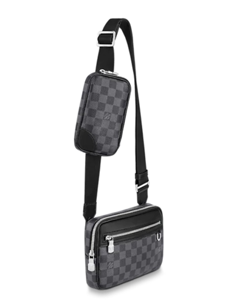 Louis Vuitton Pre-Owned Authentic Messenger Bag Black Two in one 23x4x15cm