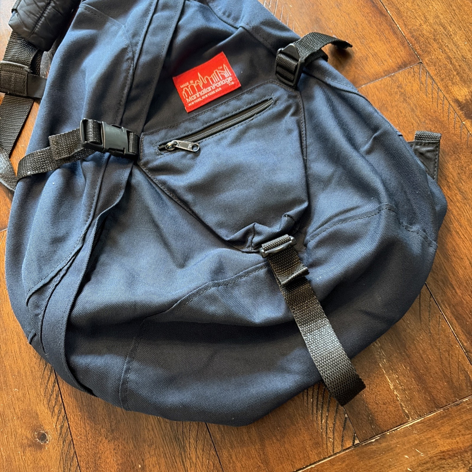 Rare Made In USA Manhattan Portage sling bag backpack Navy Blue Guc Vtg