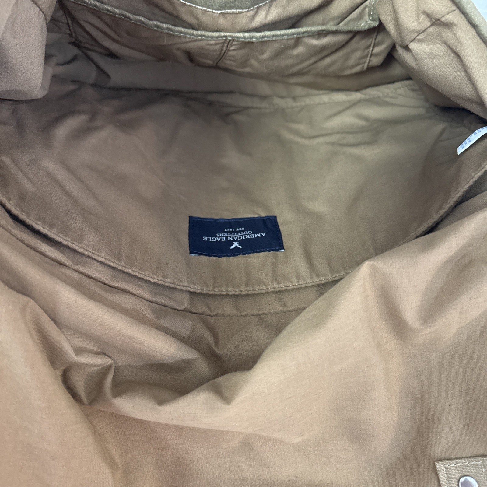 American Eagle Outfitters Canvas Utility Messenger Laptop Bag Flap Buttons Brown