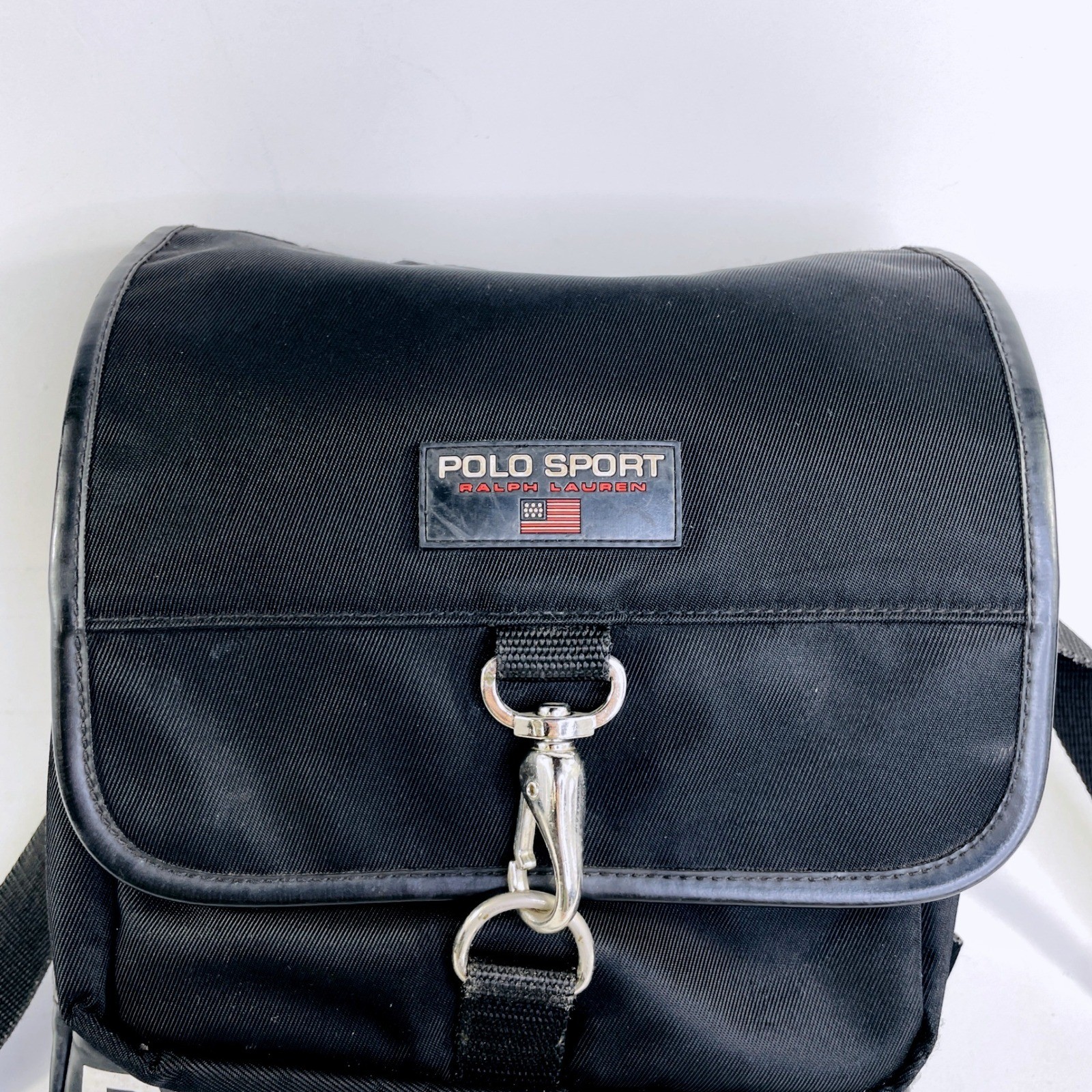 Polo Sport Ralph Lauren Messenger Bag Black Canvas Vintage Crossbody Logo Bag