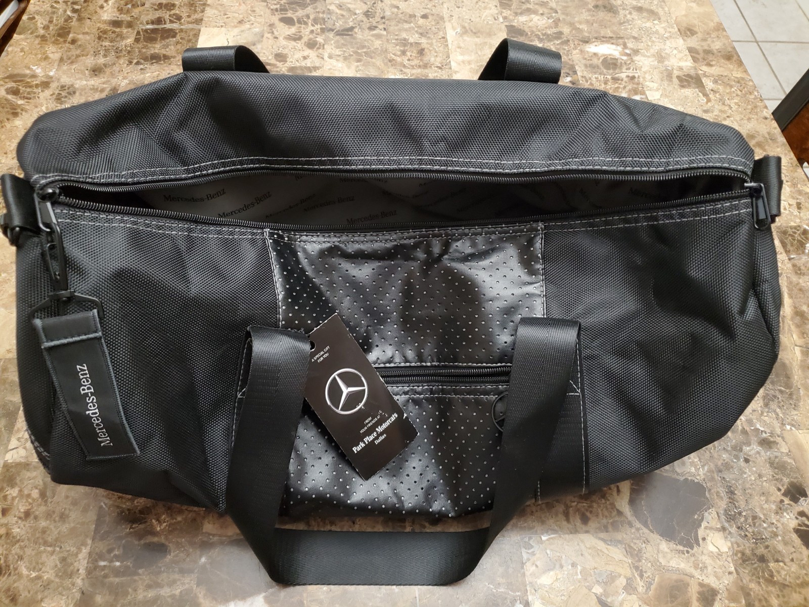 Mercedes Benz Carry On Duffle Bag Black Nylon Round Shoulder Strap