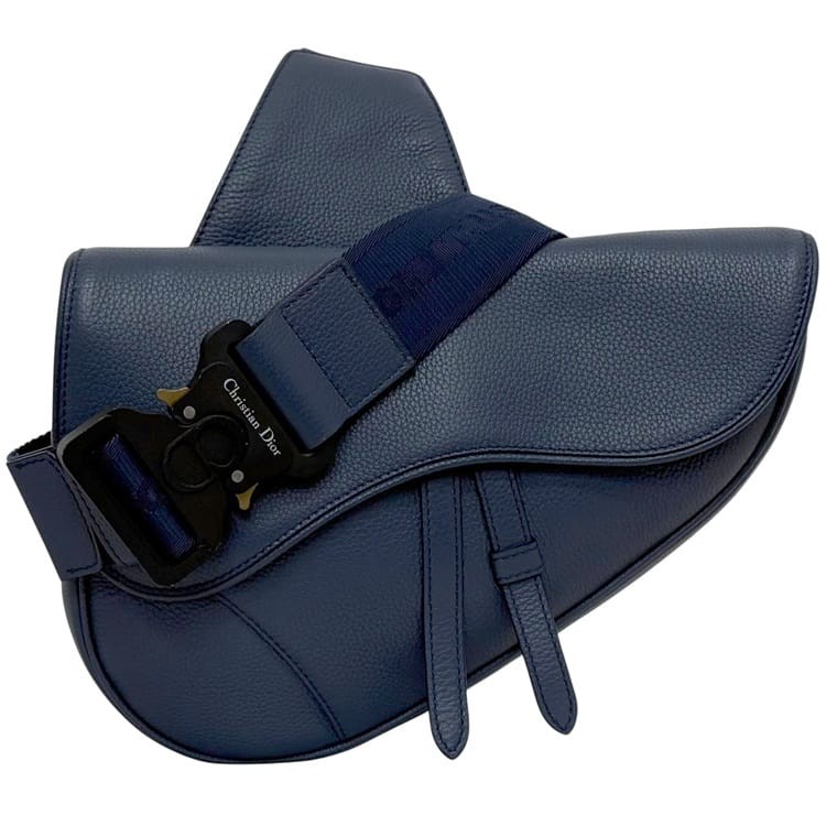 Pre-owned Christian Dior Saddle Bag, Navy Blue, 1ADPO093 Leather, 06-BO-0199.