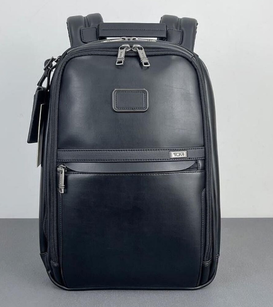 Tumi Alpha 3 Backpack Slim Leather Black Business Bag Padded PC Pocket Outletn