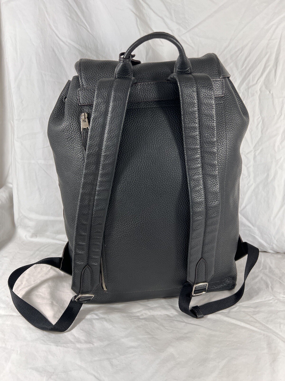 COACH Black Leather Drawstring Buckle XL Backpack Bag E1593 72005