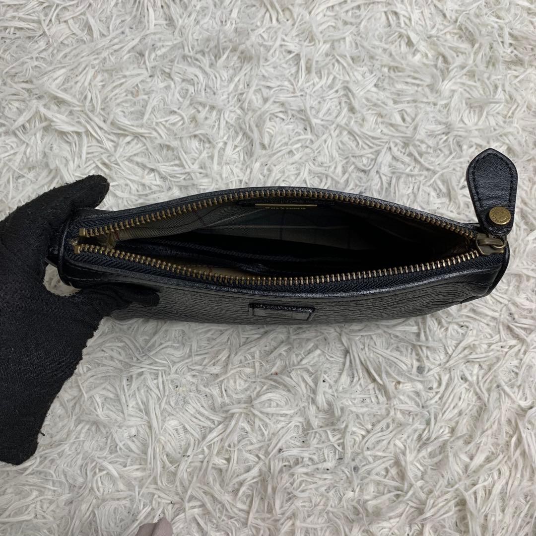 Authentic Burberry Leather Nova Check Clutch Bag Black Size 14 x 23 cm