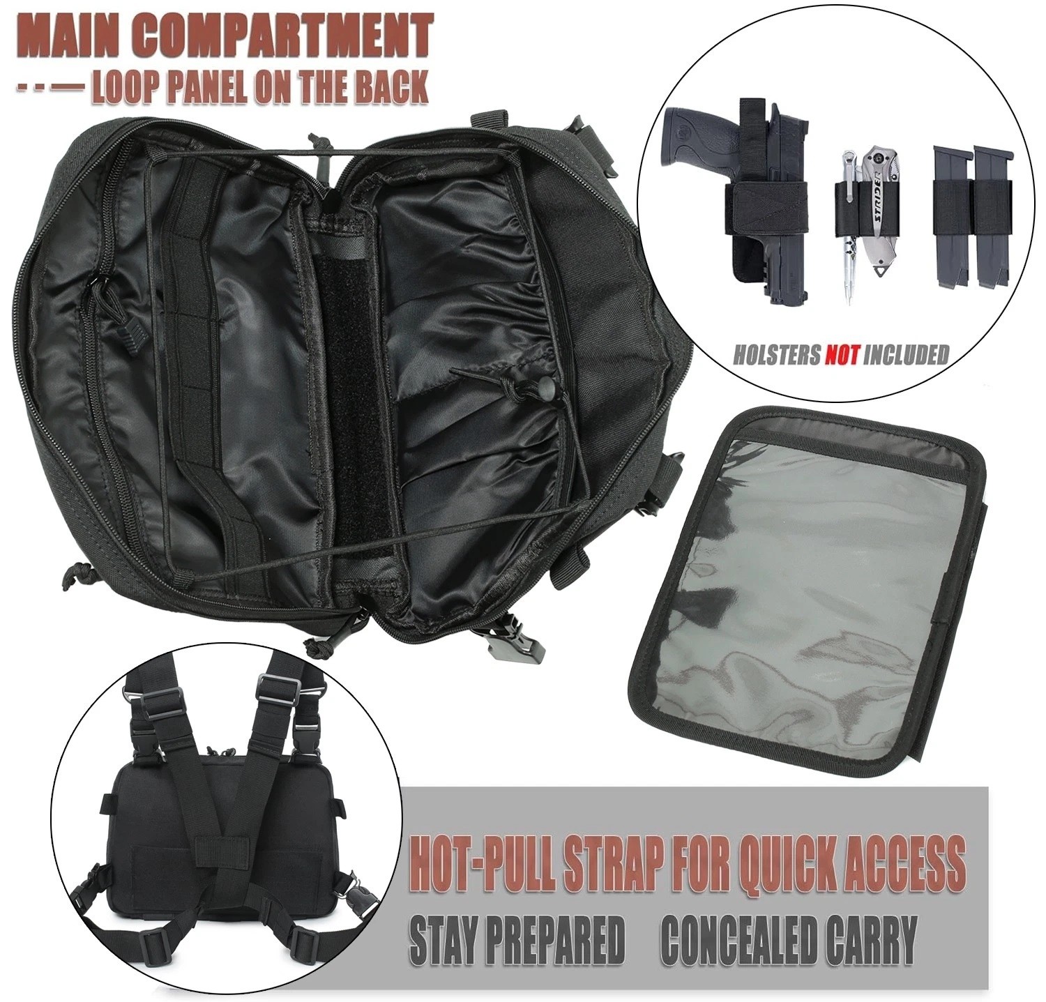 Tactical Combat Chest Rig Concealed Front Pouch Recon Kit Pack EDC Carry Pouch