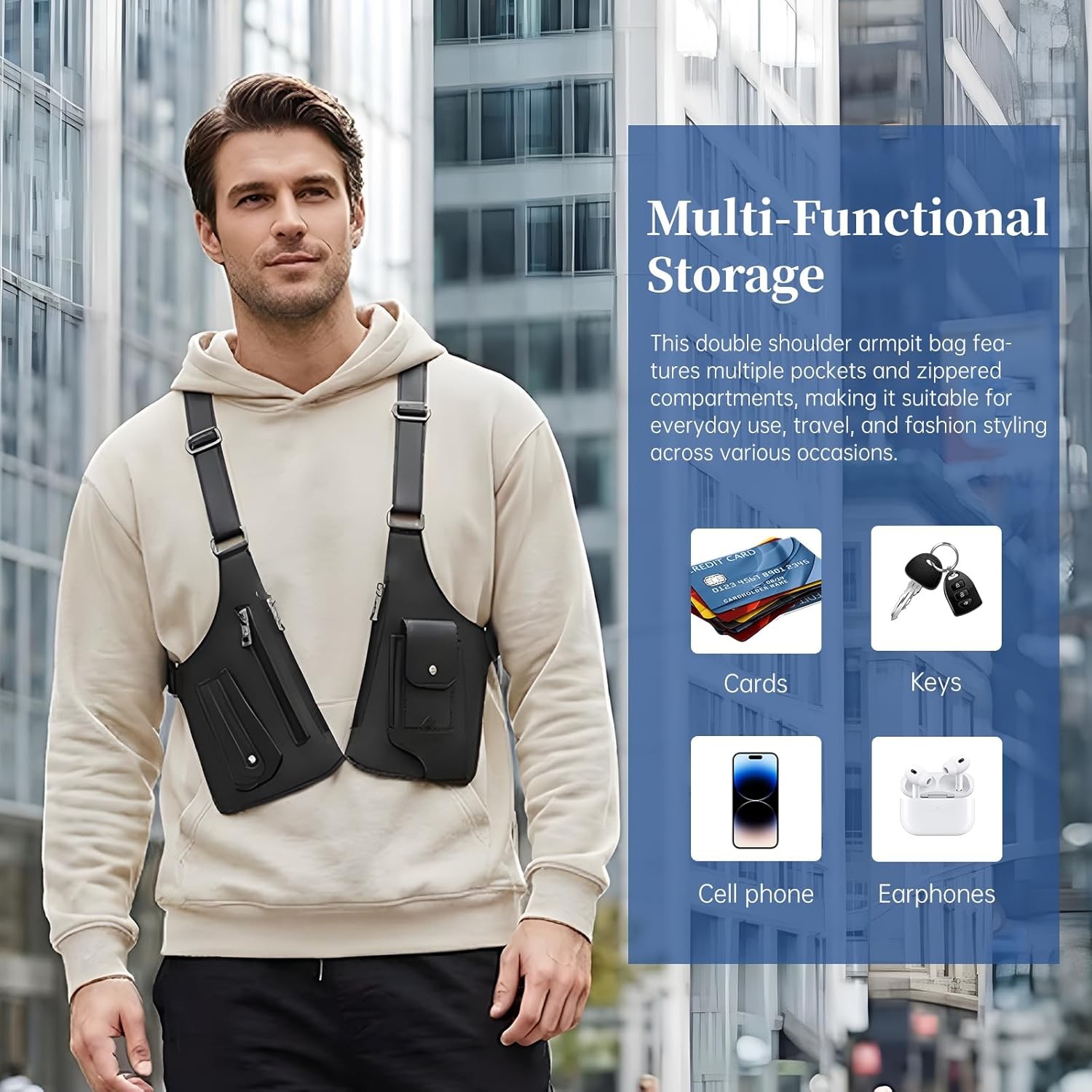 Adjustable Anti-Theft Underarm Shoulder Bag PU Leather Wallet Holster Bag Newest