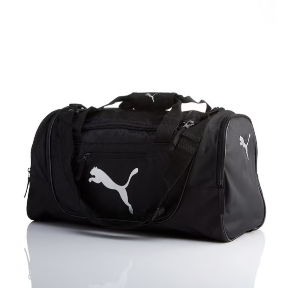 PUMA UNISEX ADULT EVERCAT ACCELERATOR DUFFEL BAGS SIZE OS Black w/ Silver – NEW!
