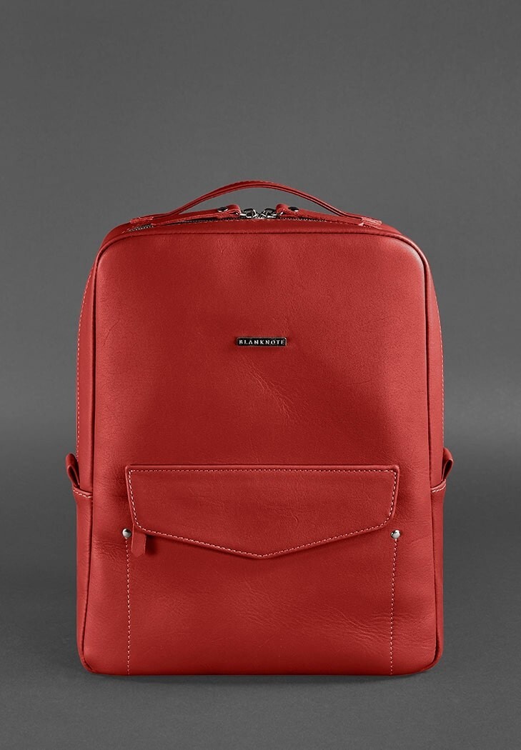 Red Luxurious Leather Office Backpack Engraving Study Workbag Fashion