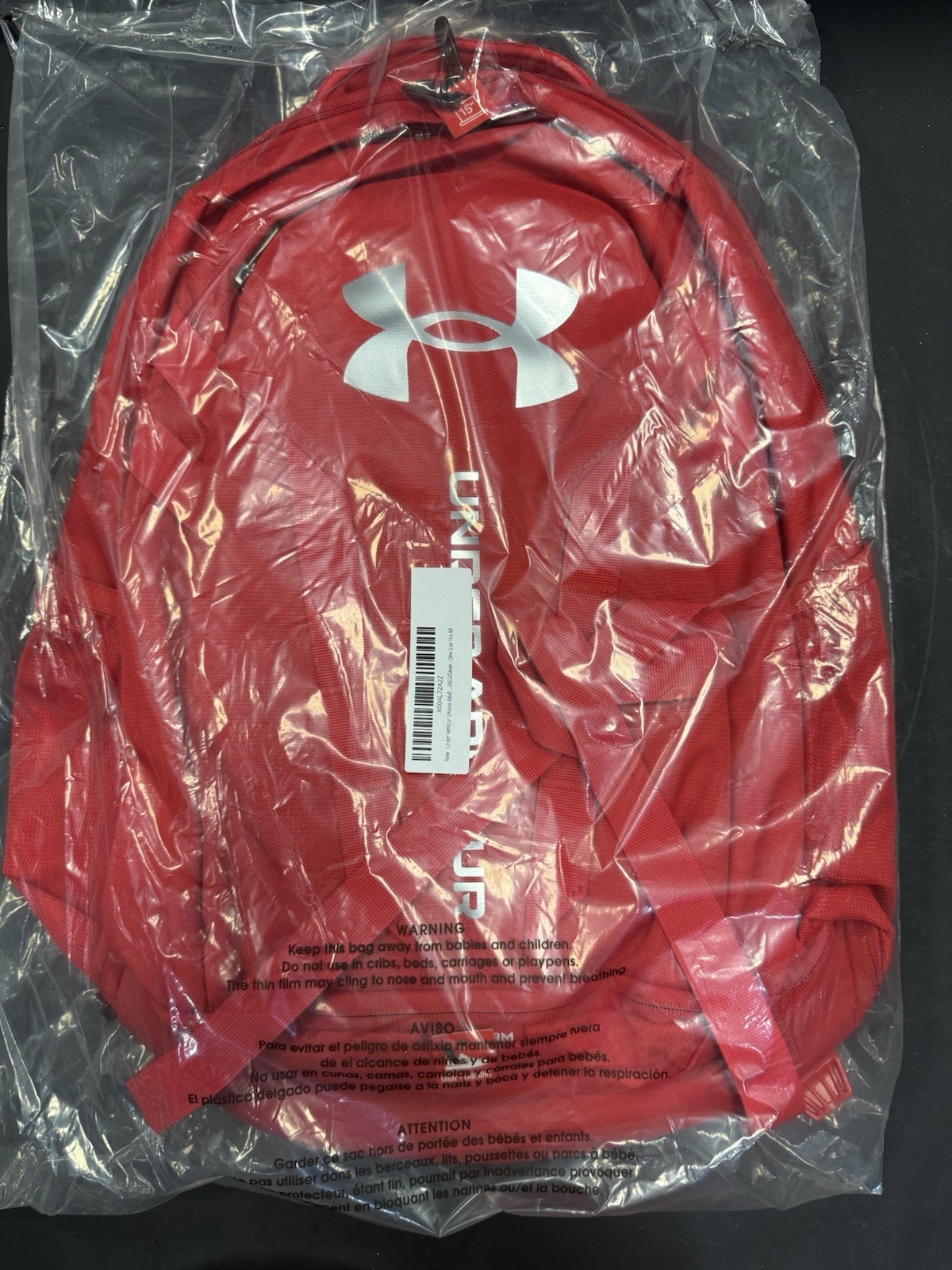 Under Armour UA Hustle 5.0 Storm Backpack Red Silver Metallic Bag Laptop NWT