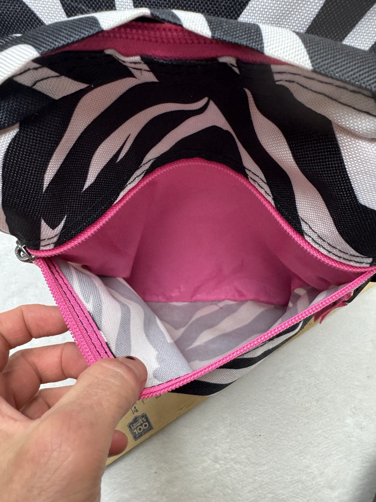 Trans Jansport Bag Backpack Large Zebra Print White Black Zip Pockets Straps