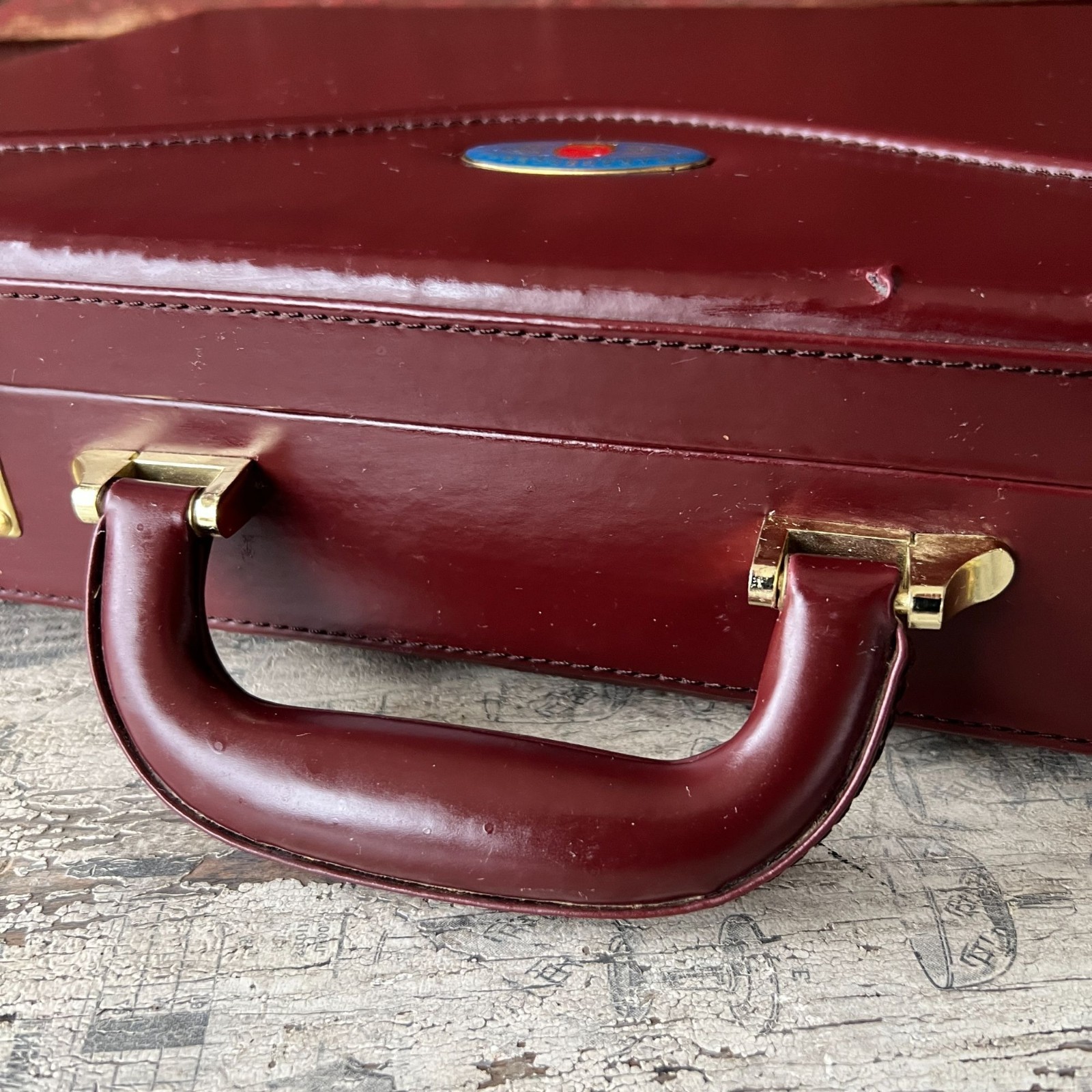 China Exquisite Foreign Affairs Gift Maroon Leather Briefcase 16.5″