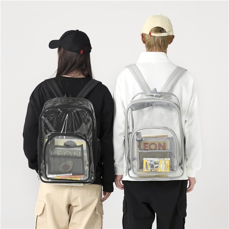 LARGE HEAVYDUTY CLEAR BACKPACK Transparent See Tru PVC School Bookbag – Stadium