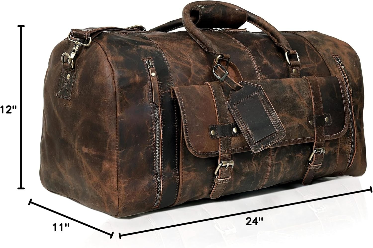 Versatile 24 Inch Genuine Leather Duffle Bag – Ideal for Weekend Getaways