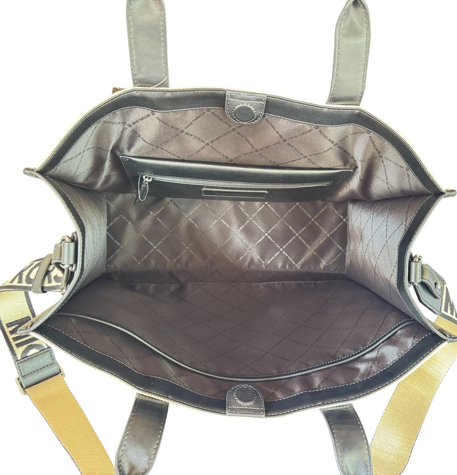 MICHAEL KORS COOPER XL COMMUTER STRUCTURED TOTE SHOULDER BAG NATURAL BLACK