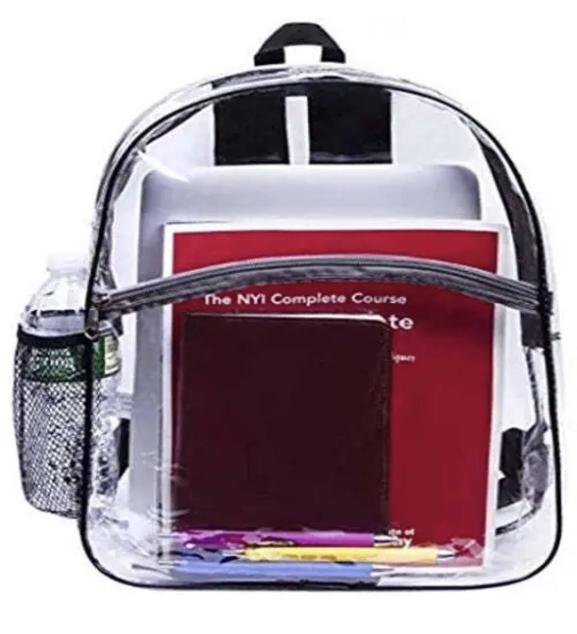 Clear Waterproof Backpack Security Approved Bookbag with Black Trim Custom PVC