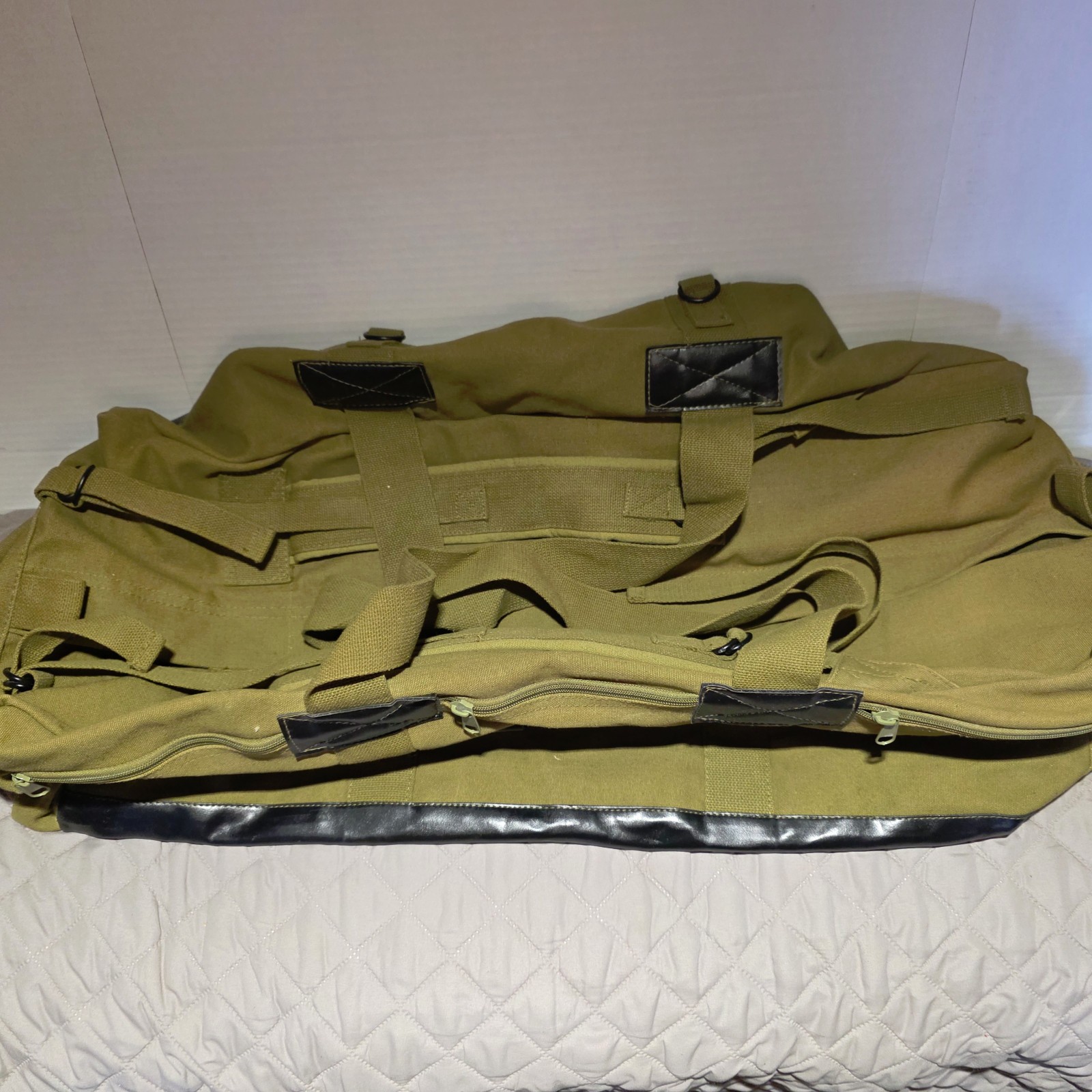 Tactical Duffle Bag Heavy Duty Cotton Canvas Carry / Backpack 34”x15”x12”