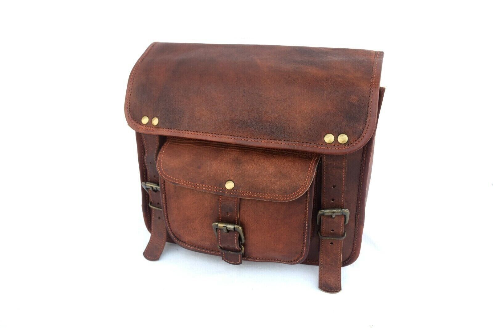 Handmade Leather Biker Side Bag Satchel Bike Motorcycle Fanny Pack Small 11 In