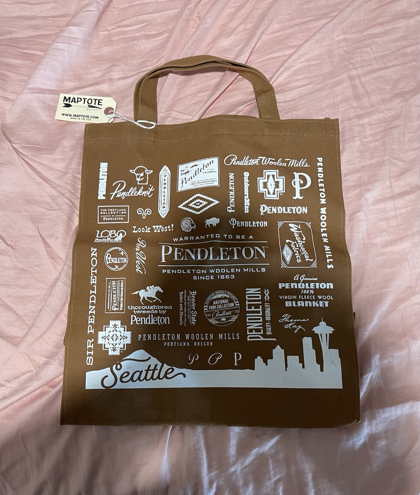 Pendleton Seattle Shopper Maptote Brown Bag NEW