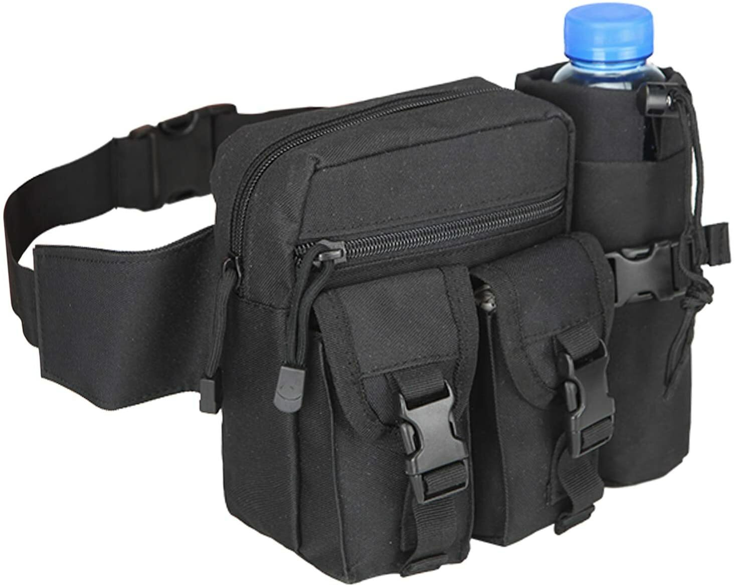 Tactical Waist Pack Pouch With Water Bottle Pocket Holder Waterproof Belt Bag US