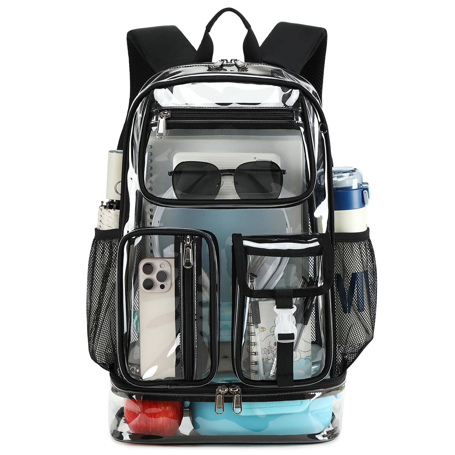 Clear Backpack 16.5x12x5in Water-resistant 0.5mm TPU – Ideal for Sports, Travel
