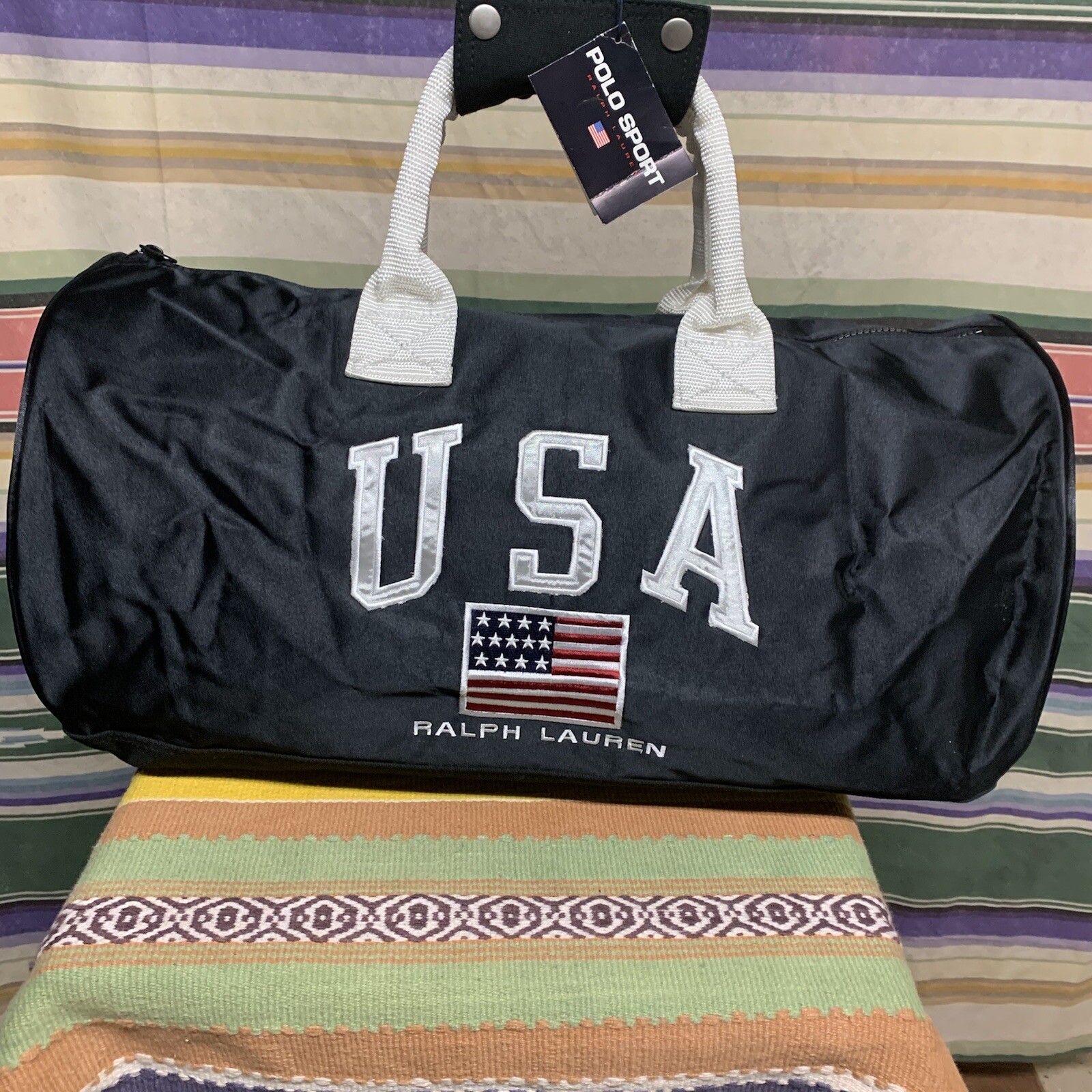 NWT RARE POLO SPORT Ralph Lauren satin USA Duffle bag