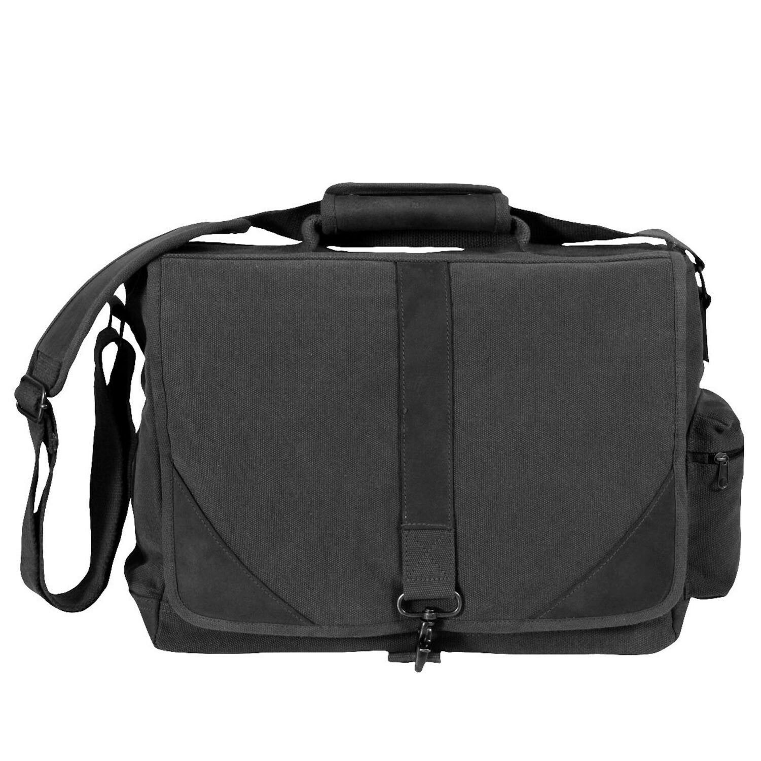 Canvas Urban Pioneer Bag with Leather Accents Black 15in x11in x 5in