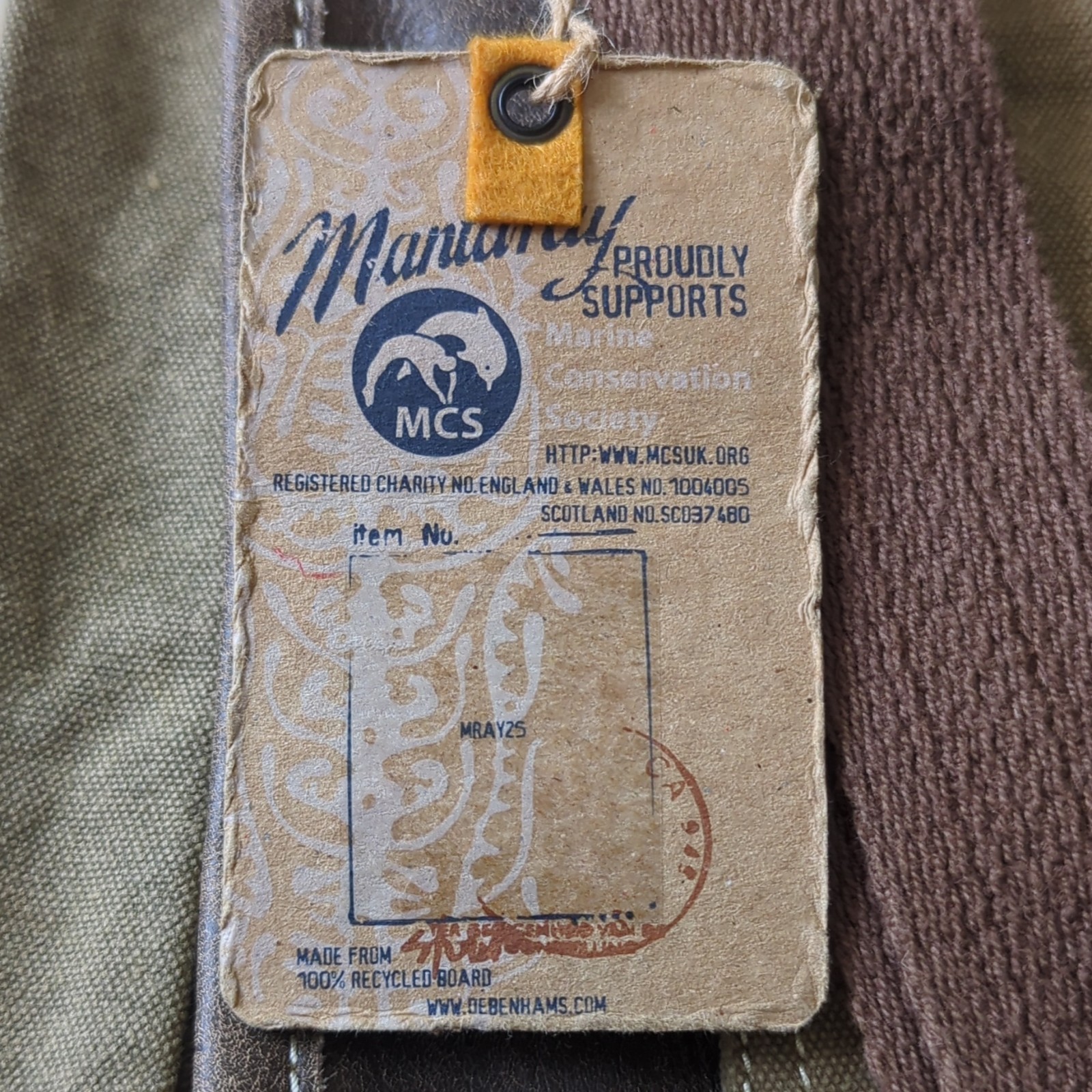 Mantarray Messenger Bag Green/Brown Zip Crossbody Adjustable Strap Pockets