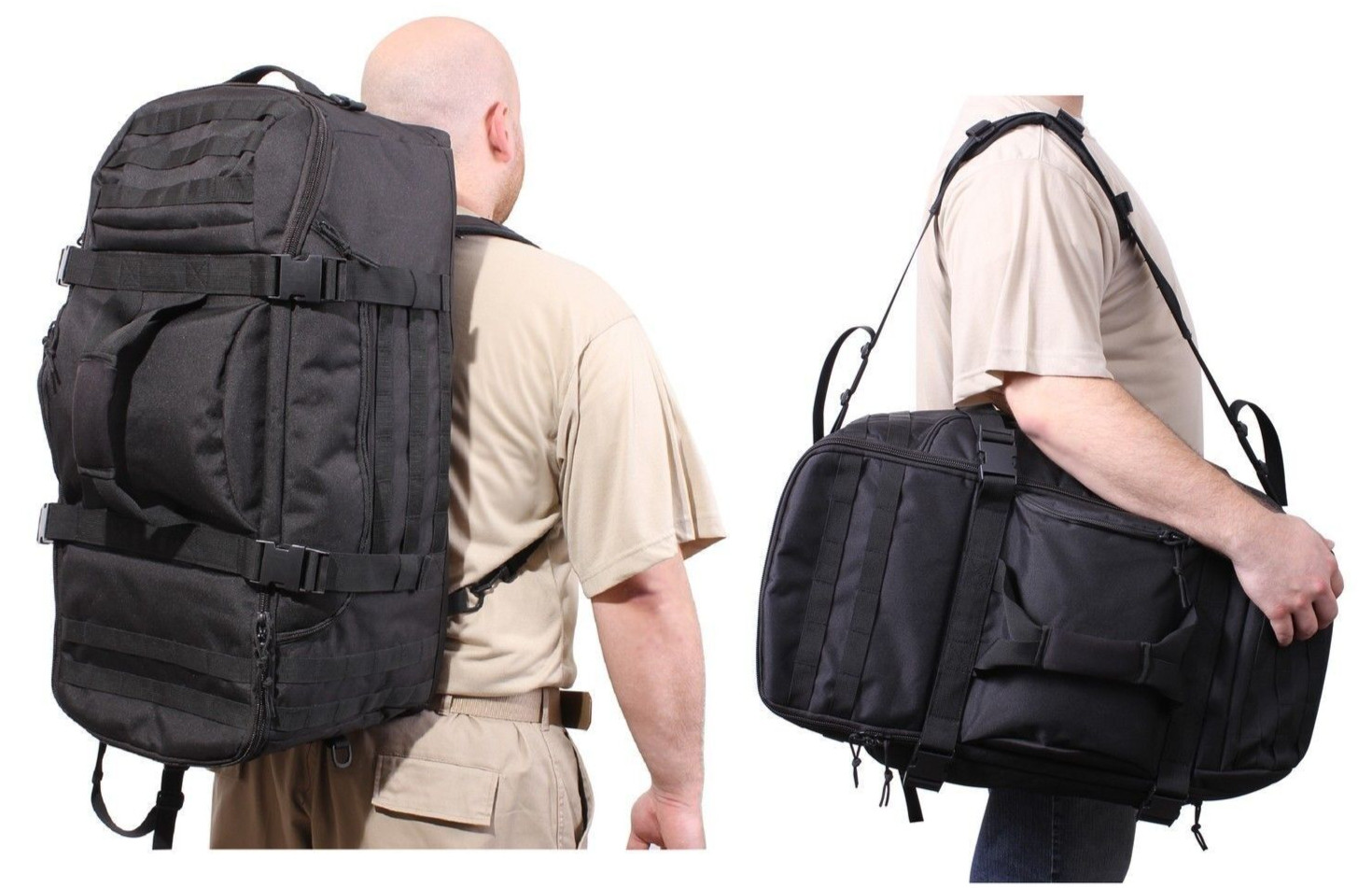 Black 3 In 1 Convertible Mission Bag 26″ Tactical MOLLE Backpack & Shoulder Pack
