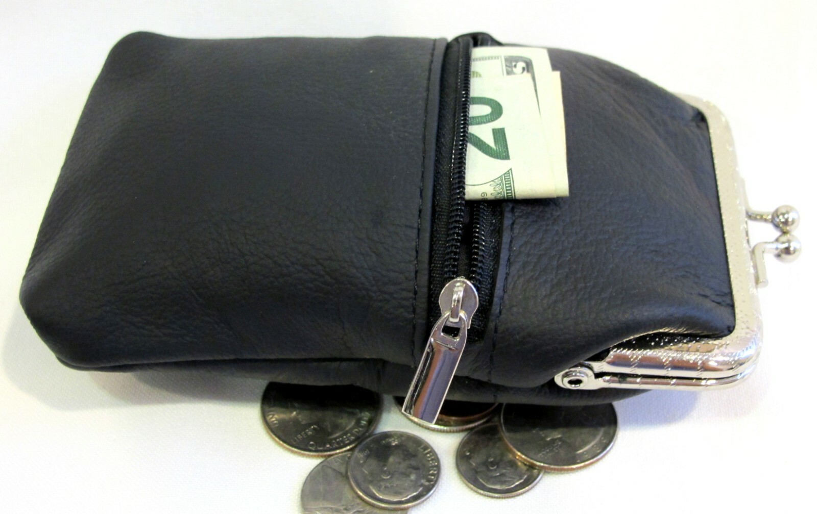 100% Leather Cigarette Case Lighter Match Pocket Zipper Coin Pouch SOLD by PAIR