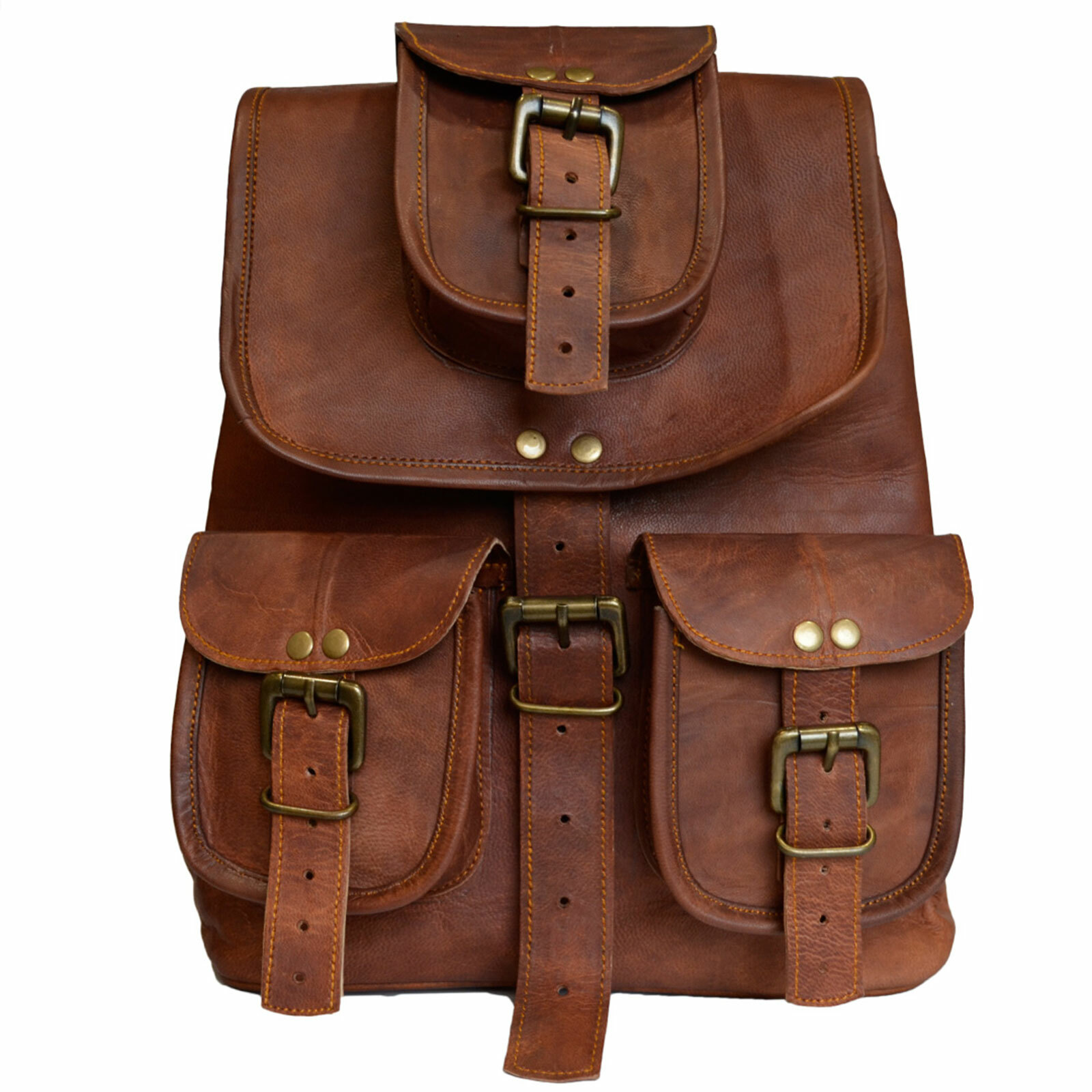 Genuine Leather Backpack Shoulder Rucksuck Bag For Men’s With Large Capacity