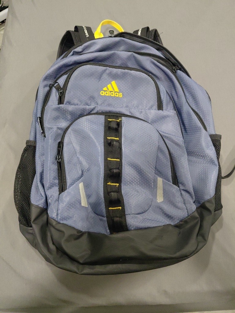 Adidas Backpack Yellow, Blue, Black with Multi-Pocket Laptop Bag