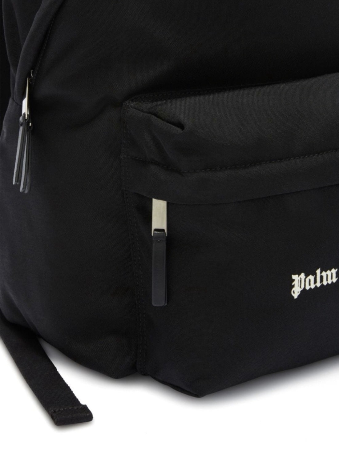 Authentic Palm Angels Men’s Black Logo-embroidered Satin Shoulder Backpack Bag
