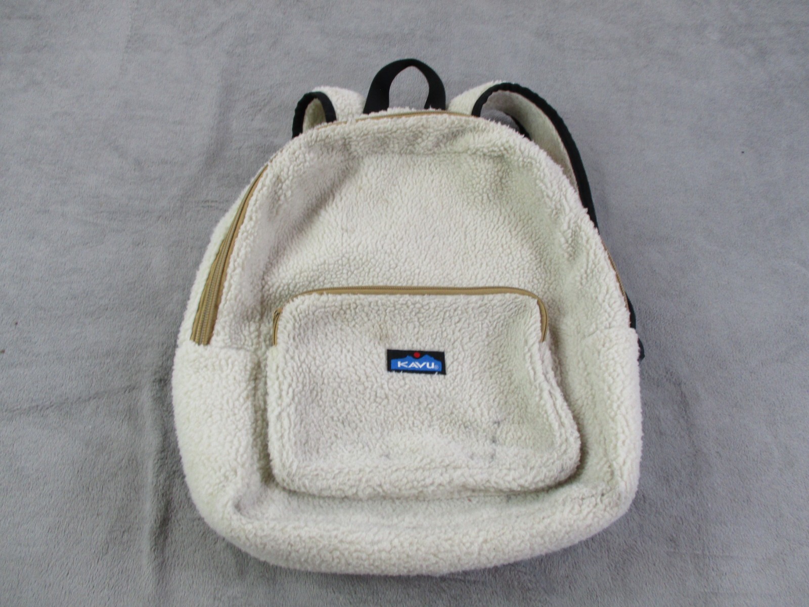 KAVU Pack Sherpa Fleece Backpack Women Girl Medium Ivory Padded Shoulder Straps