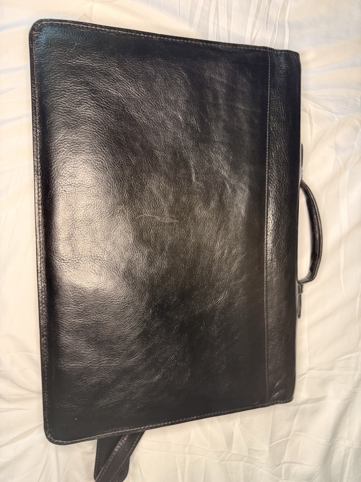 Mazzanti Men’s Black Briefcase/Document Case Push Lock Zip Inner Pockets Strap