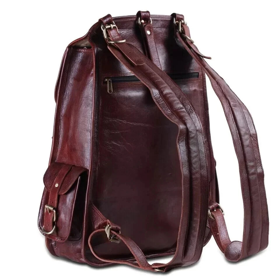 Vintage Leather Backpack Brown Rucksack Laptop Bag Handmade Travel Mens