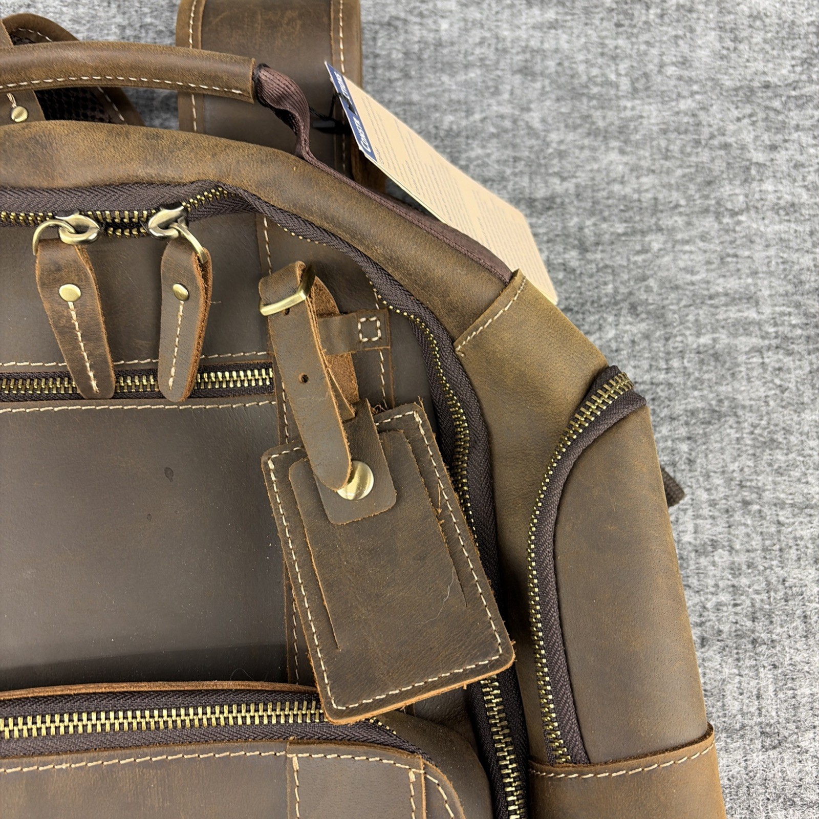 Taertii Brown Leather Backpack – 17.3 inch Laptop Capacity – New w/tags