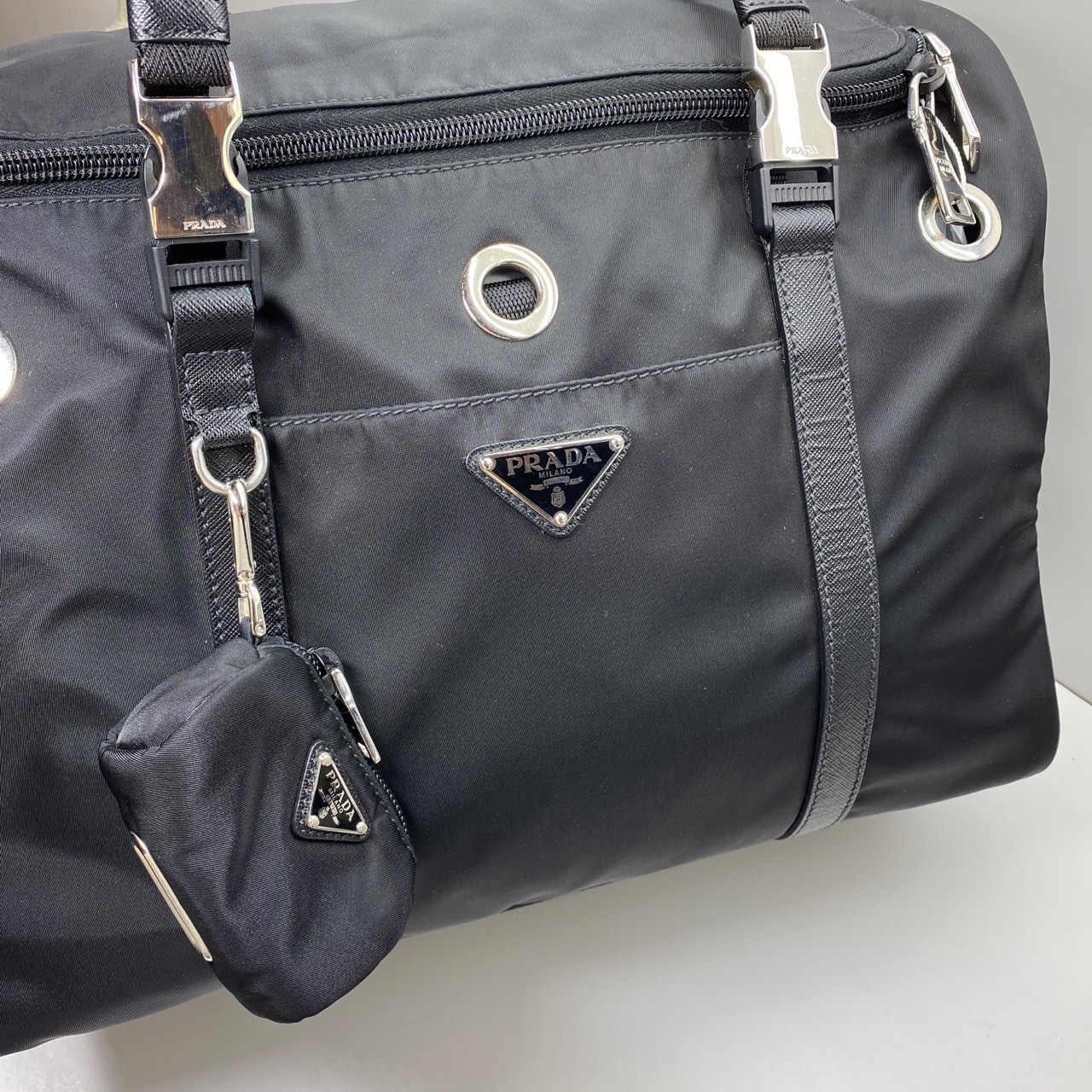 Prada Pre-Owned Authentic Black Nylon Pet carrier Satchel 40x28x22cm 40x28x22cm