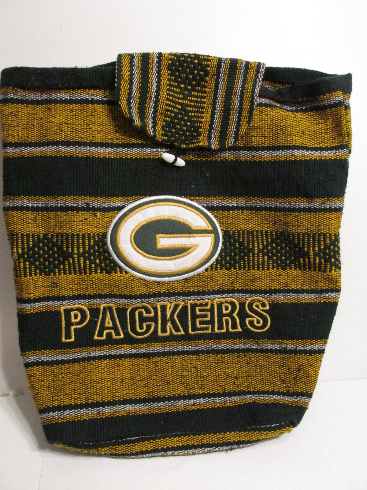 RARE NEW GREEN BAY PACKERS NFL FOOTBALL WOVEN FABRIC DAYPACK BACKPACK BAG 17X14