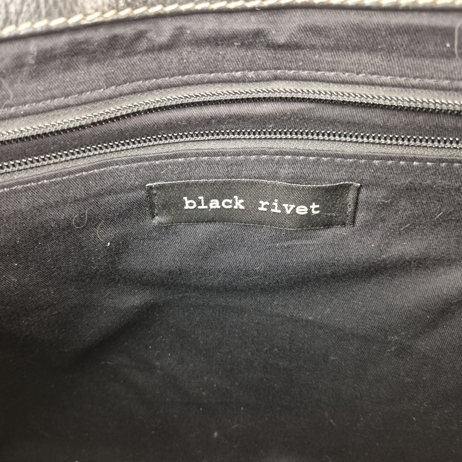 Black Rivet Distressed Leather Messenger Bag Laptop Briefcase Crossbody Strap