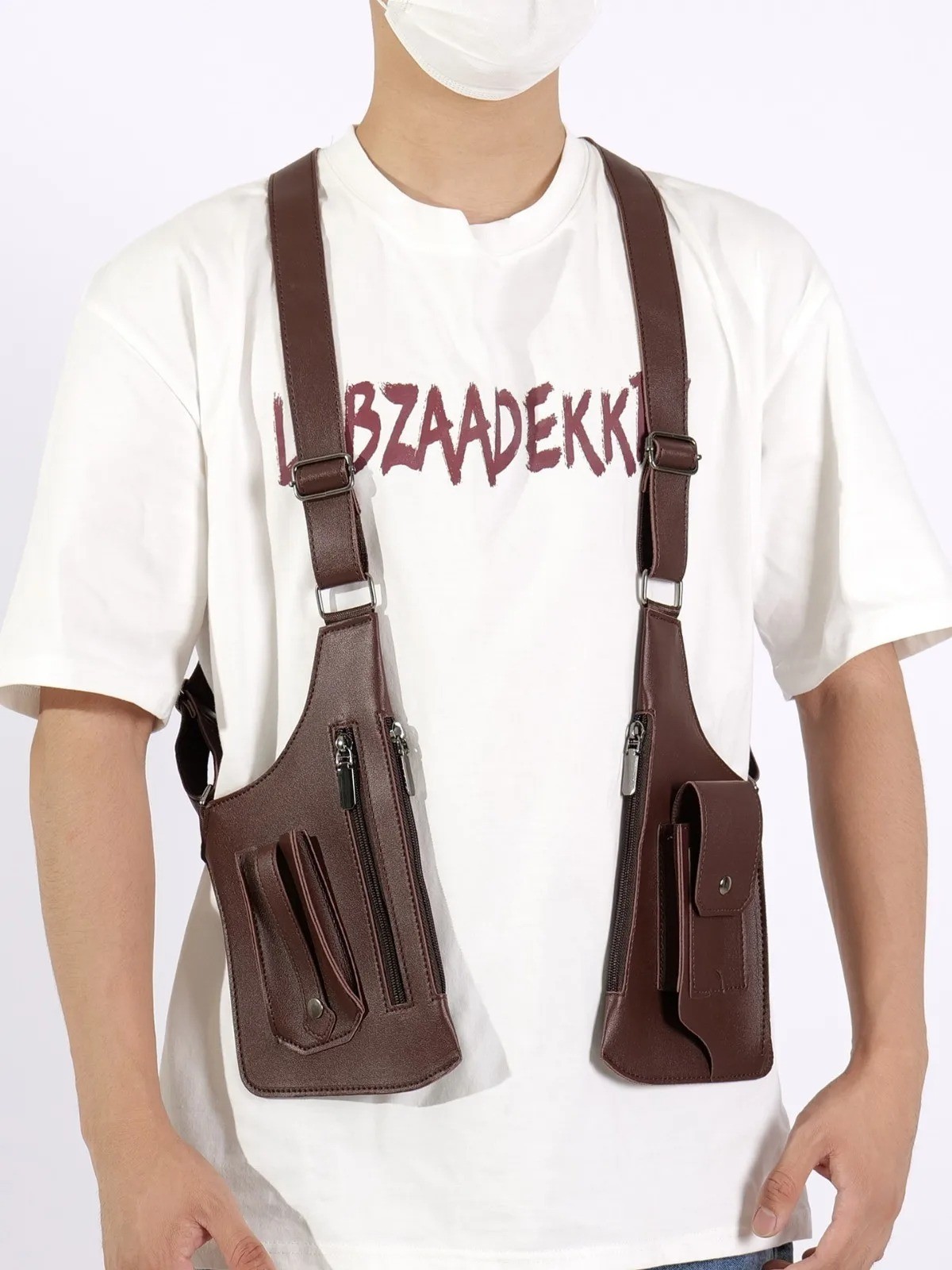 Adjustable Anti-Theft Underarm Shoulder Bag PU Leather Wallet Holster Bag