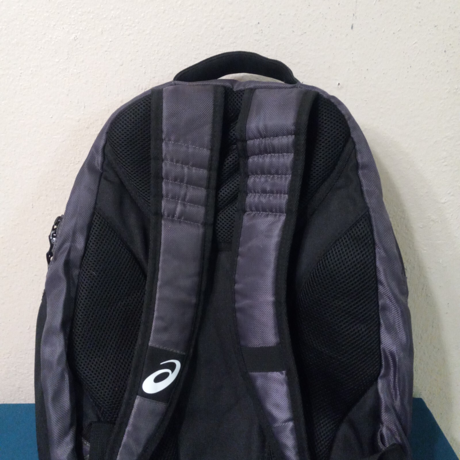 ASICS 100% Polyester Backpack – Black/Gray Embroidered Cushion Straps 3716