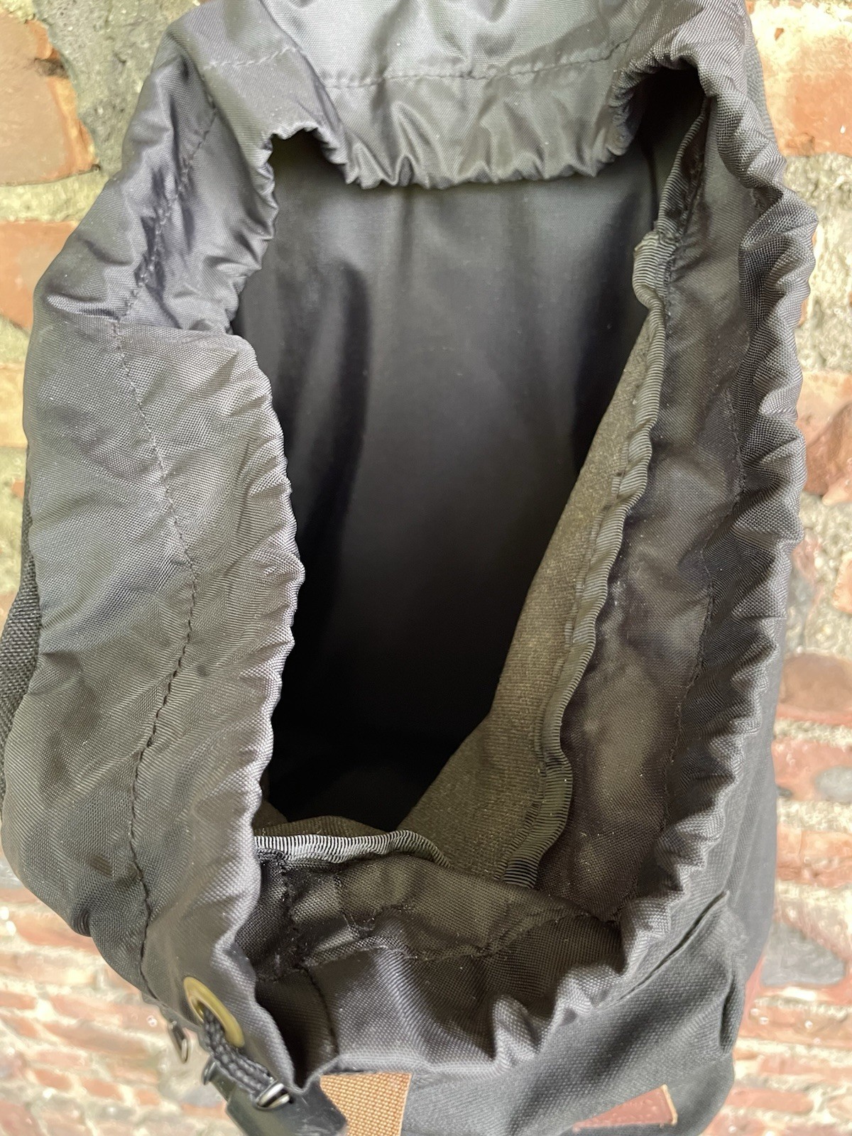L.L. Bean Drawstring Rucksack Black Backpack Aztec Southwest Nylon Leather USA