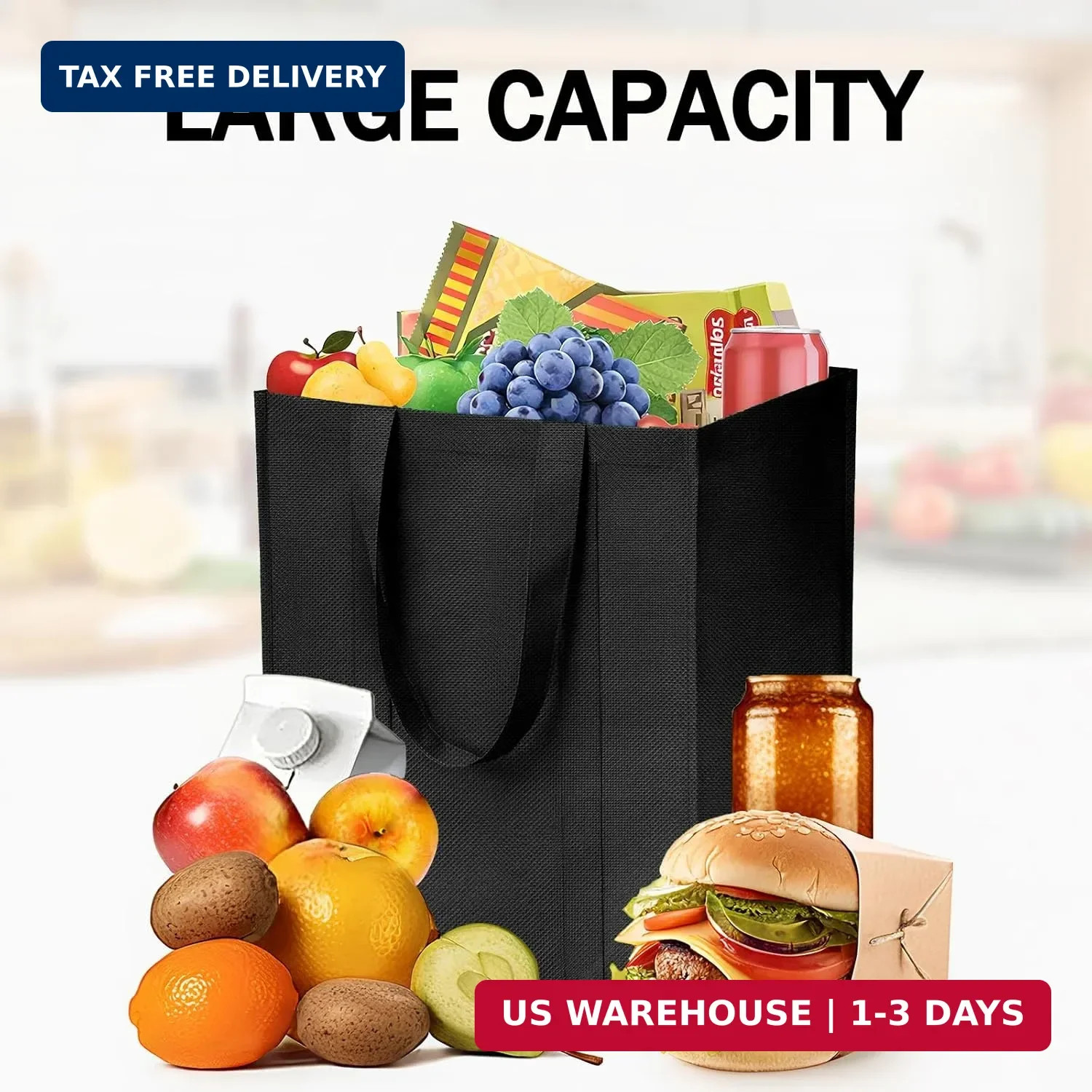 MOLOSLEEVE MOLOVA 1 Pack Large Foldable Shopping Bag, 15″ W x 12.5″ H x 10″ D, R