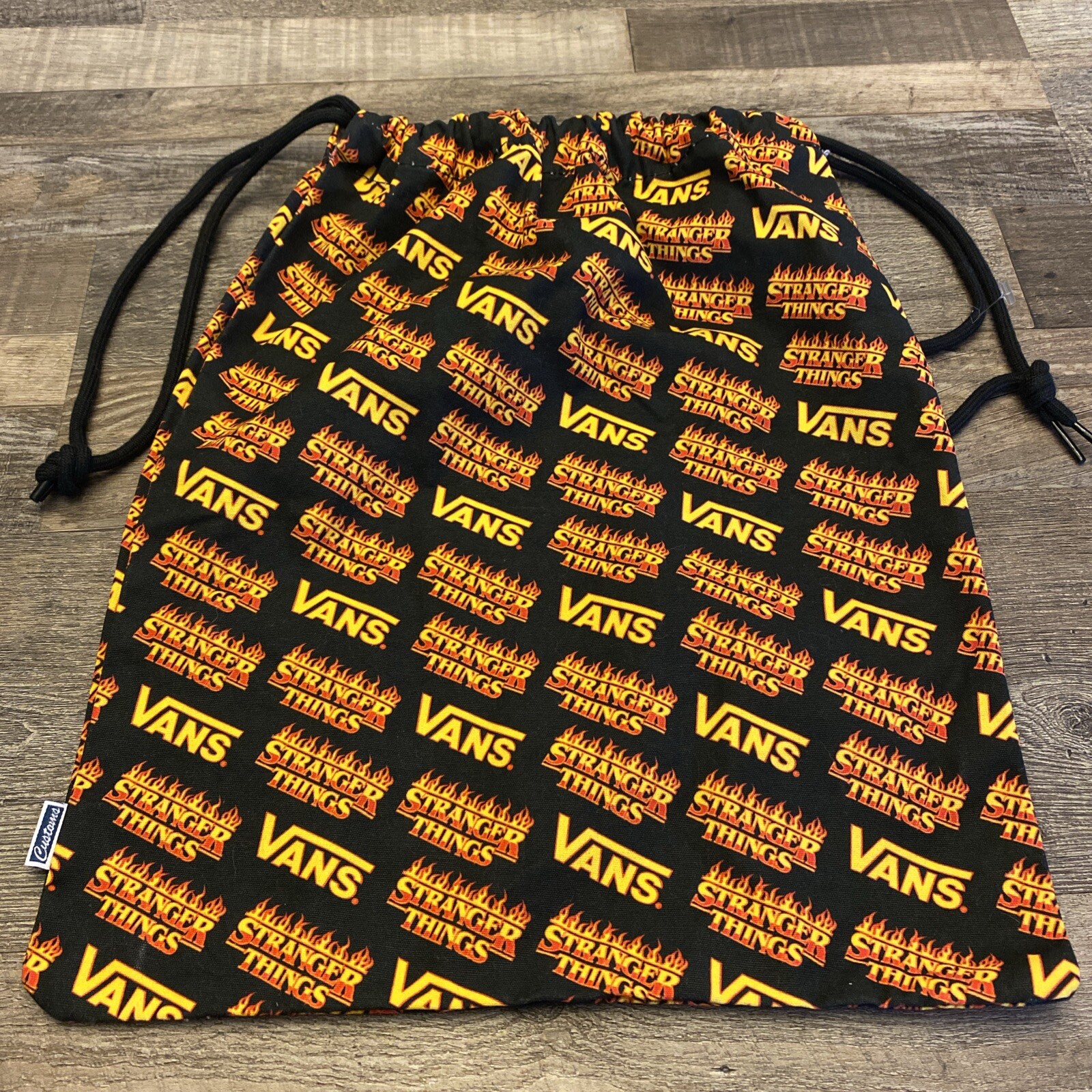 VANS Stranger Things Custom Bag Cinched Drawstring Canvas Shoe Pouch 12 X 15”