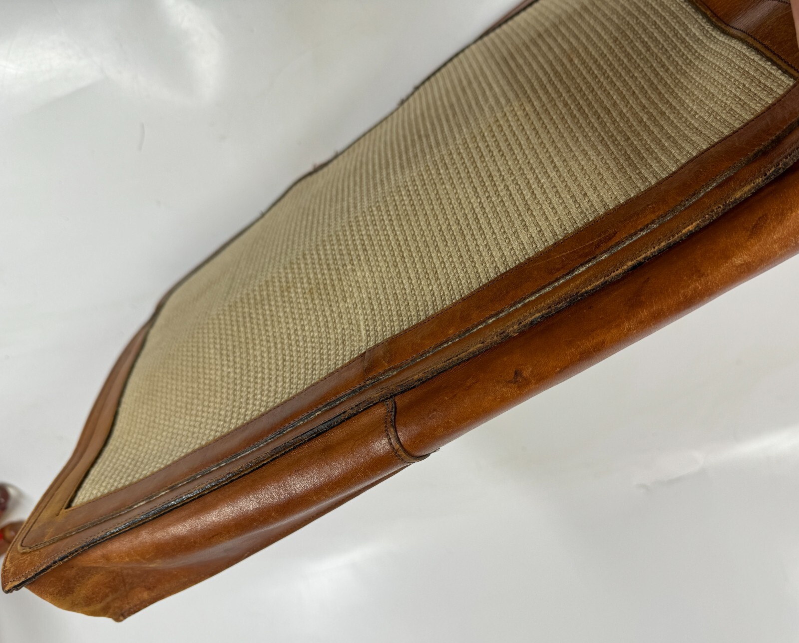 Michael Scott Vintage Full Grain Leather & Knit Fabric Messenger Bag Briefcase