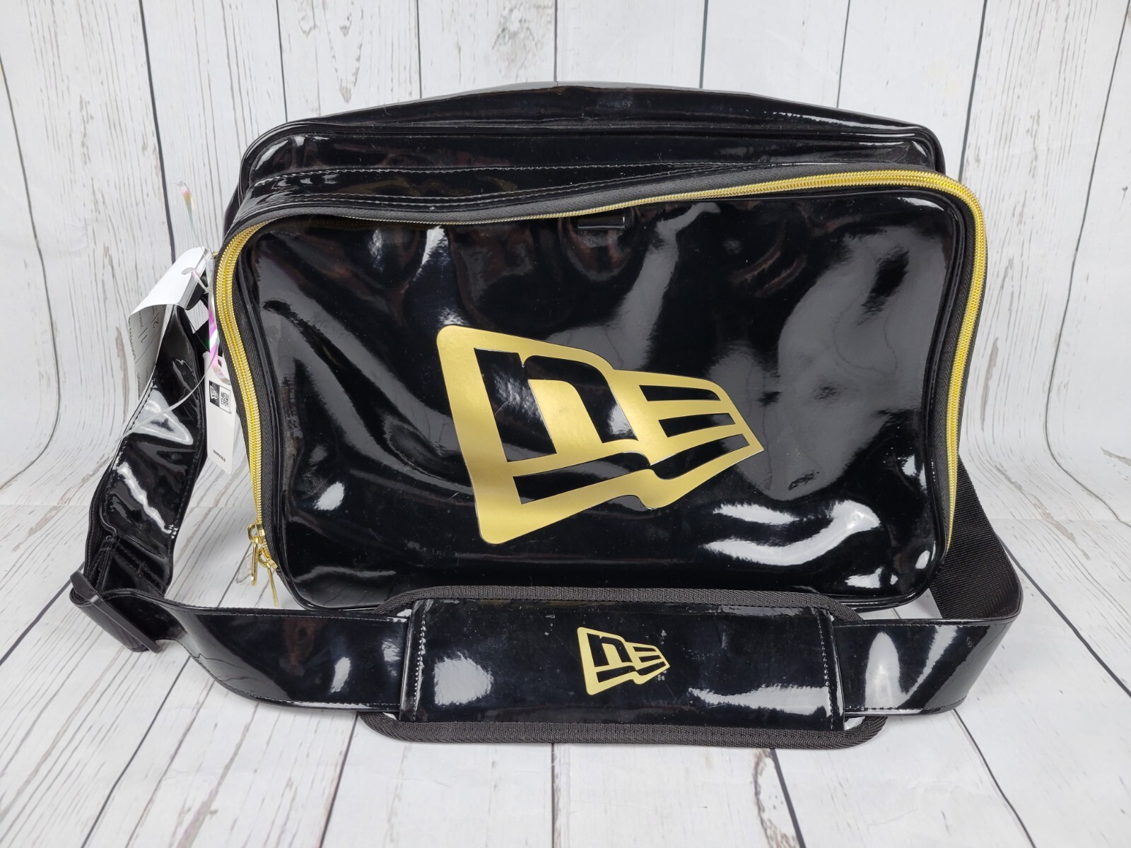 New Era Enamel Black & Gold Duffel Satchel Laptop Bag Shoulder Strap *BRAND NEW*